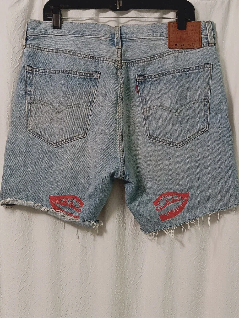 Levis Premium  501 '93 Light Blue Mens Shorts with Yellow & Red Floral Graphic